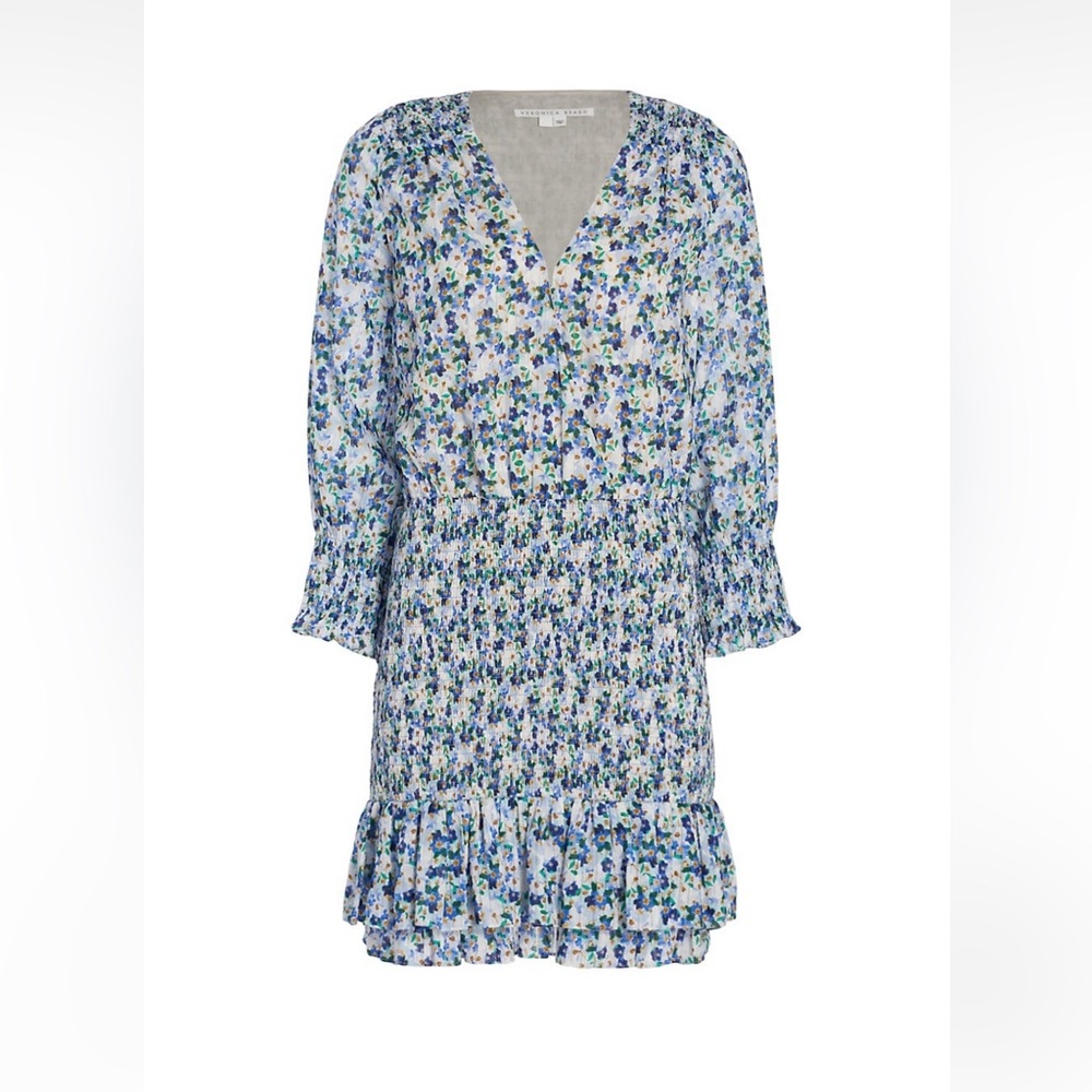 Brand New with Tags - Veronica Beard - Darrah Smocked Dress Cobalt Multi size 10